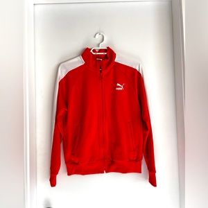Puma Men’s Iconic T7 Track Jacket (Red),  Size small.